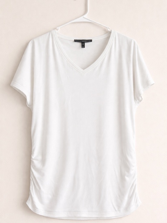 White House Black Market Tops - White House Black Market White V-Neck Short Sleeve Tee